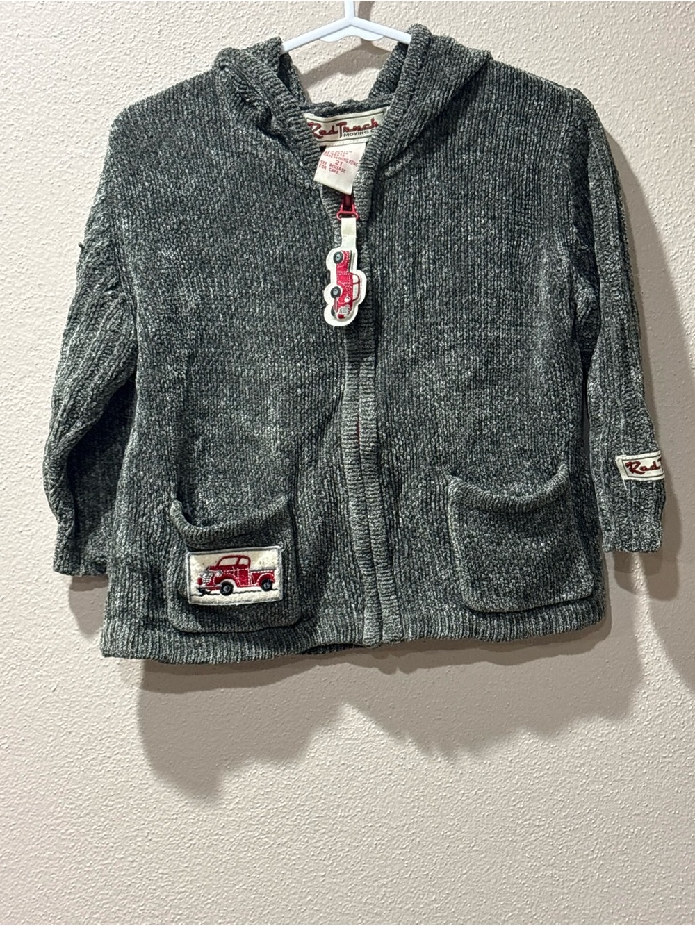Charcoal Knit Hooded Zip Jacket for Kids